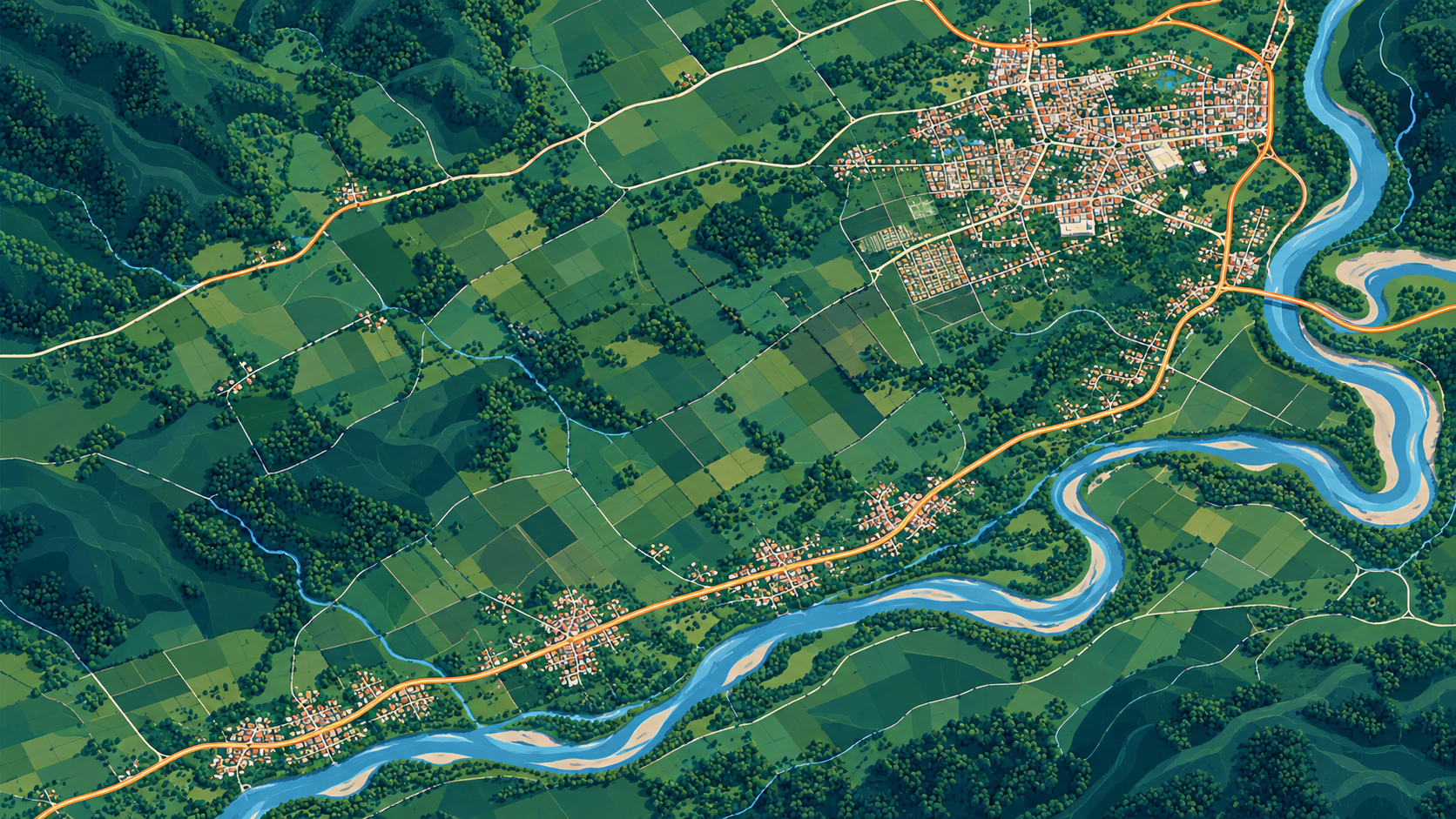 Mapa ilustrado del área de Morales, Izabal y comunidades cercanas